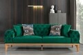 Canapea Elena-toledo35, Pandia Home, 230x95x85 cm, lemn, verde inchis