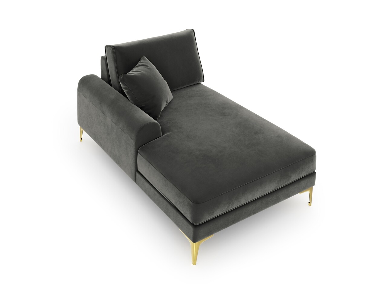 Sezlong living stanga, Madara, Mazzini Sofas, gold legs, 102x182x90 cm, catifea, gri inchis - 1 | YEO