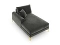 Sezlong living stanga, Madara, Mazzini Sofas, gold legs, 102x182x90 cm, catifea, gri inchis