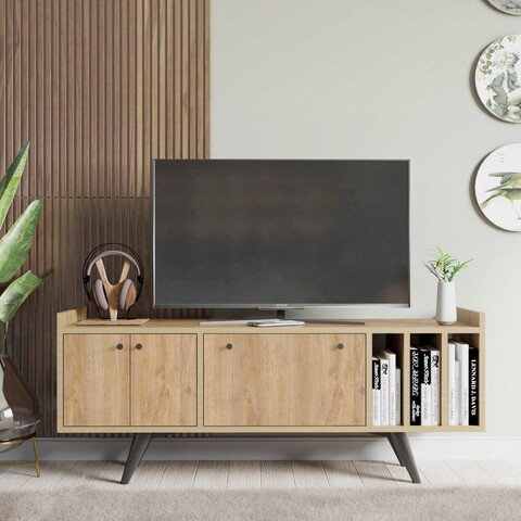 Comoda TV, Mod Design, Brukge, 150x56x40cm, Stejar