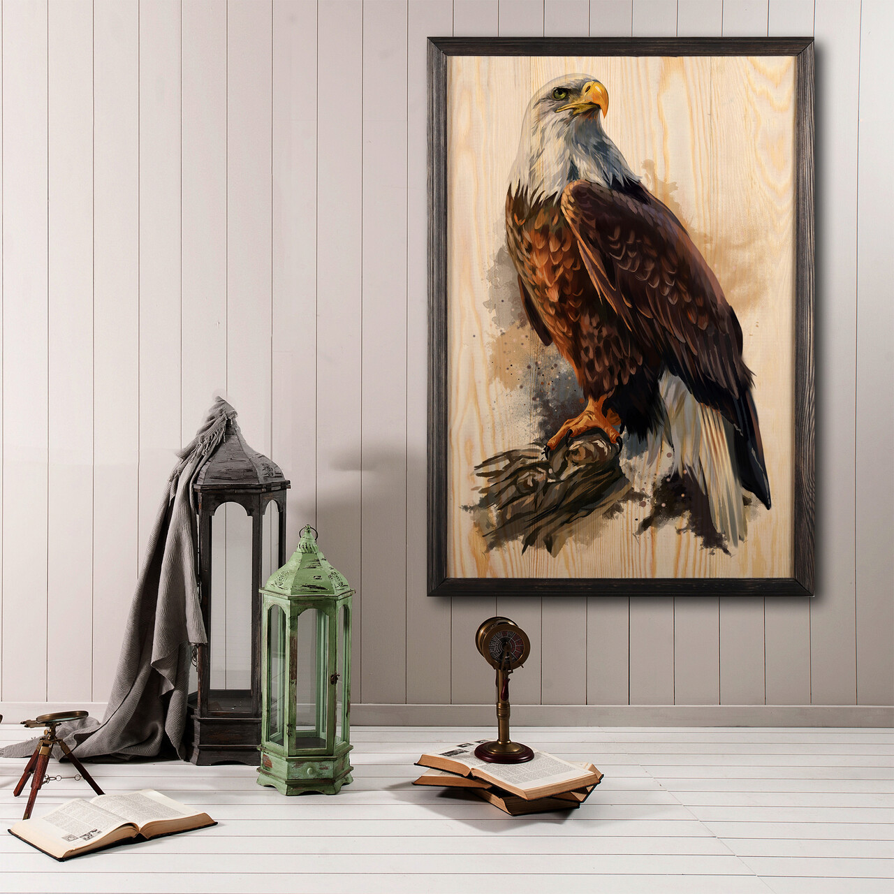 Tablou decorativ, Eagle, Lemn, Lemn, Multicolor