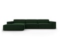 Coltar stanga 4 locuri, Jodie, Micadoni Home, BL, 284x166x70 cm, catifea, verde bottle