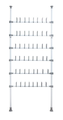 Suport extensibil pentru incaltaminte, Wenko, Herkules Pull-out Shelf, 48 perechi, inox/plastic/polipropilena, gri/alb