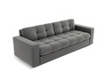 Canapea 3 locuri, Justin, Micadoni Home, BL, 202x90x72 cm, catifea, gri deschis