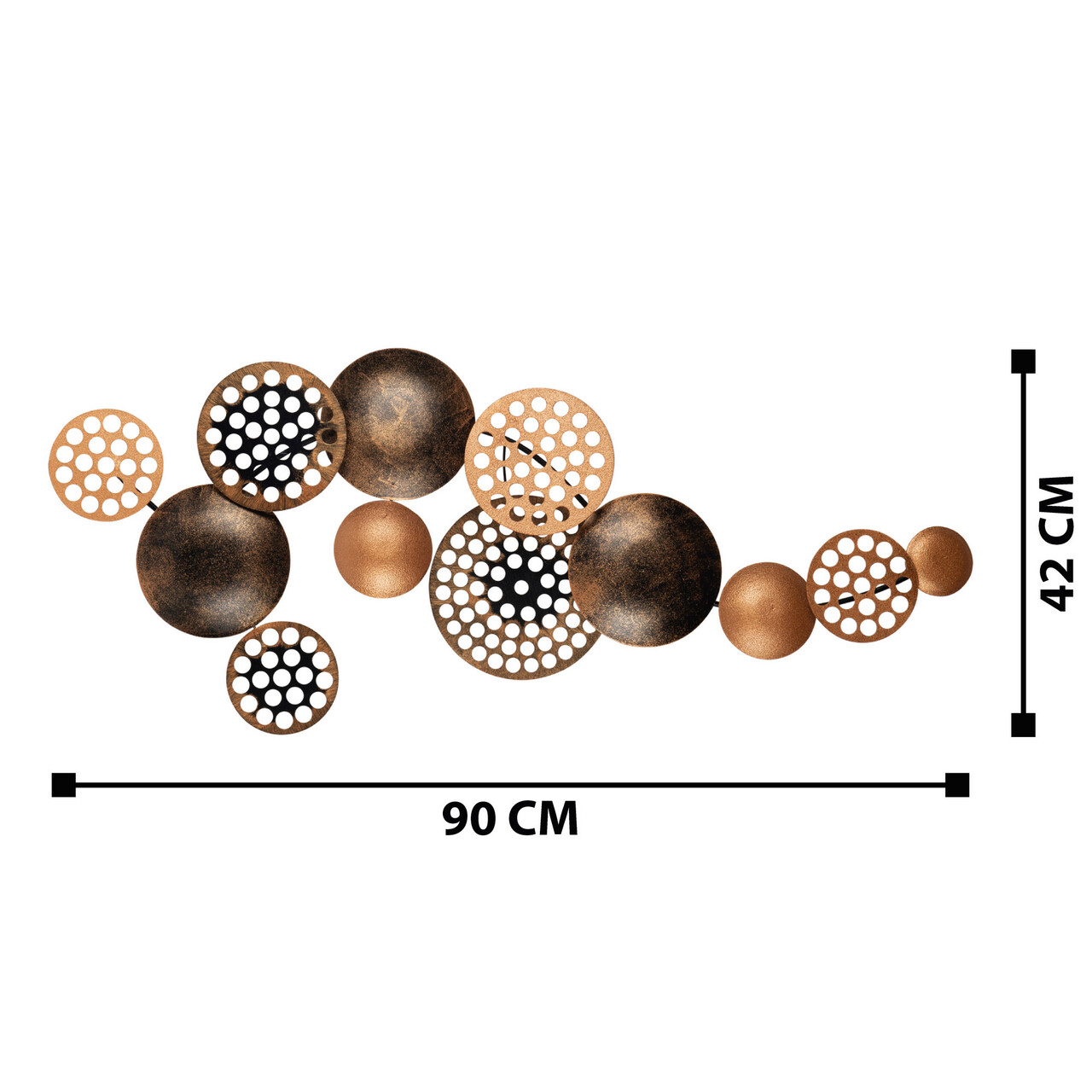 Decoratiune de perete, Bronte - CH103-3, metal, 90 x 42 cm, multicolor