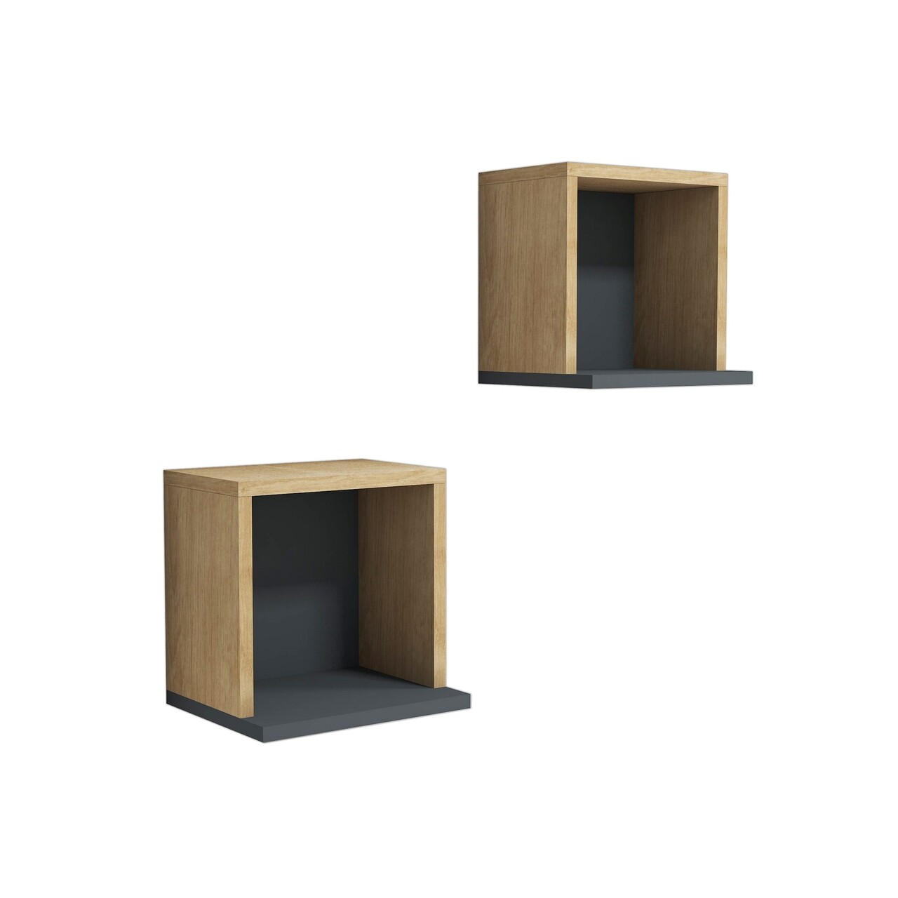 Set 2 rafturi pentru perete Sevima, Puqa Design, safir/antracit - 2 | YEO