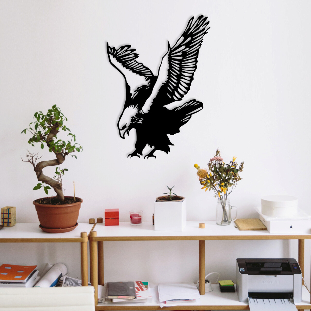 Decoratiune de perete, Eagle Metal Decor, metal, 40 x 53 cm, negru - 1 | YEO