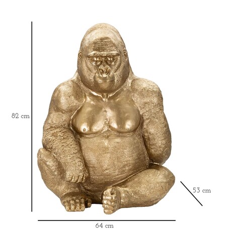 Statueta decorativa, Gorilla, Mauro Ferretti, 64 x 53 x 82 cm, polirasina, auriu