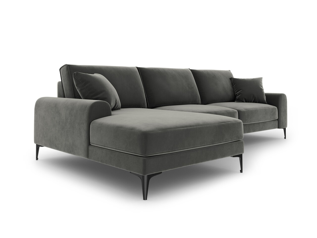 Coltar stanga, Madara, Mazzini Sofas, 5 locuri, 254x182x90 cm, catifea, gri inchis - 2 | YEO