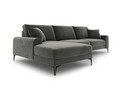 Coltar stanga, Madara, Mazzini Sofas, 5 locuri, 254x182x90 cm, catifea, gri inchis