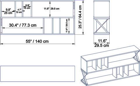 Comoda TV, Hadley, Termas, 140x64.4x29.5 cm, Aur/Alb