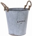 Ghiveci pentru flori Bucket, 10L, metal/sfoara, gri