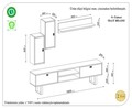 Mobilier living Raffline, 3 corpuri, 180x29.5x110.5 cm, PAL , alb/negru