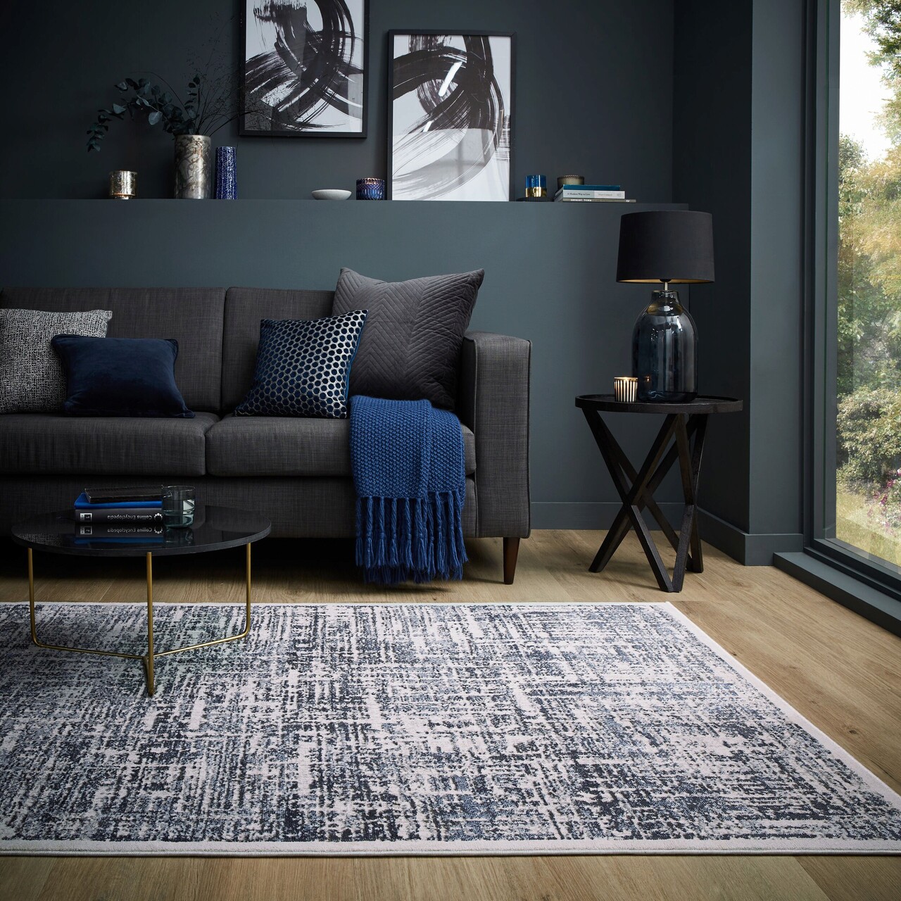 Covor Trace Blue, Flair Rugs, 160x230 cm, polipropilena/poliester, albastru