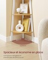 Biblioteca de colt  Ladder, Vasagle, 33.4x33.4x125 cm, PAL/otel, alb/natural