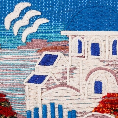 Decoratiune de perete, Santorini House, Creaciones Meng, 40x50 cm, iuta