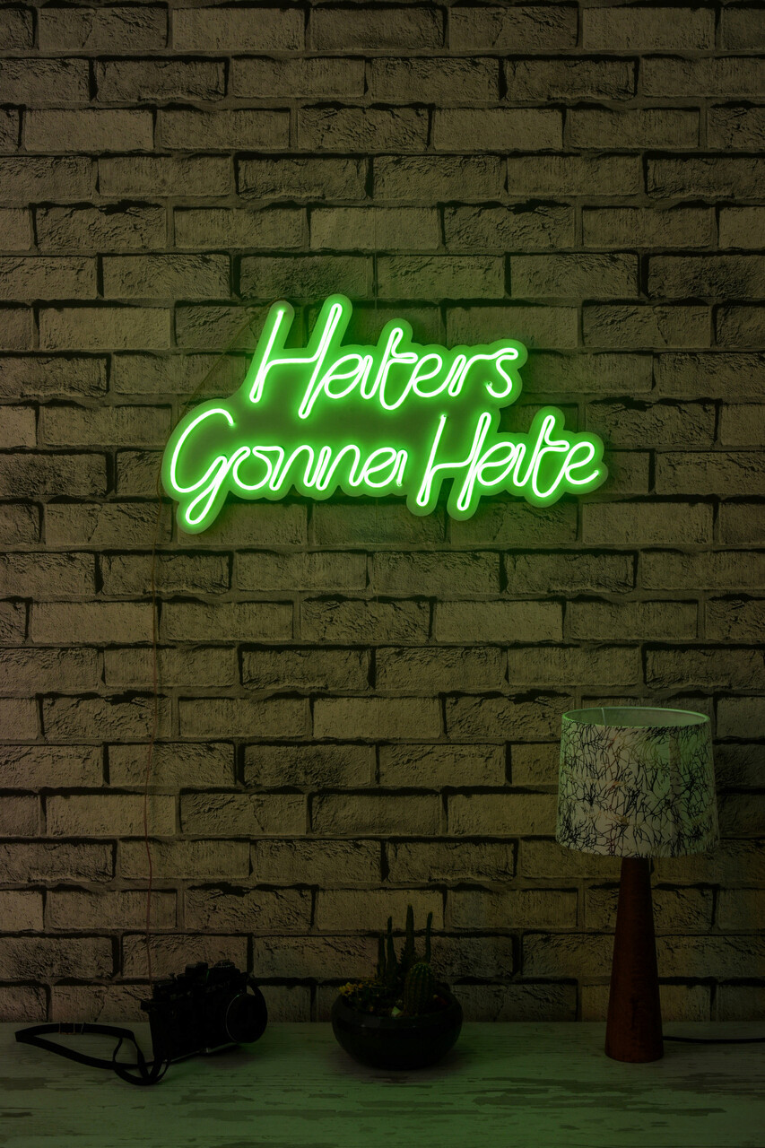 Decoratiune luminoasa LED, Haters Gonna Hate, Benzi flexibile de neon, DC 12 V, Verde - 1 | YEO