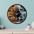 Ceas de perete, Wooden Clock, Lemn/metal, ø56 cm, Nuc / Negru