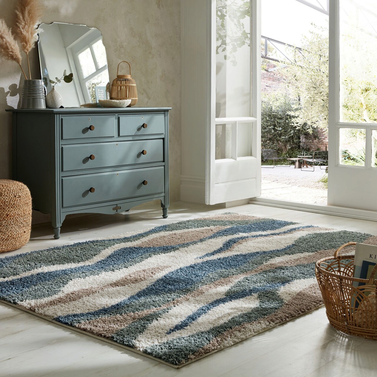 Covor Stream Blue/Green, Flair Rugs, 200x290 cm, polipropilena, albastru/verde