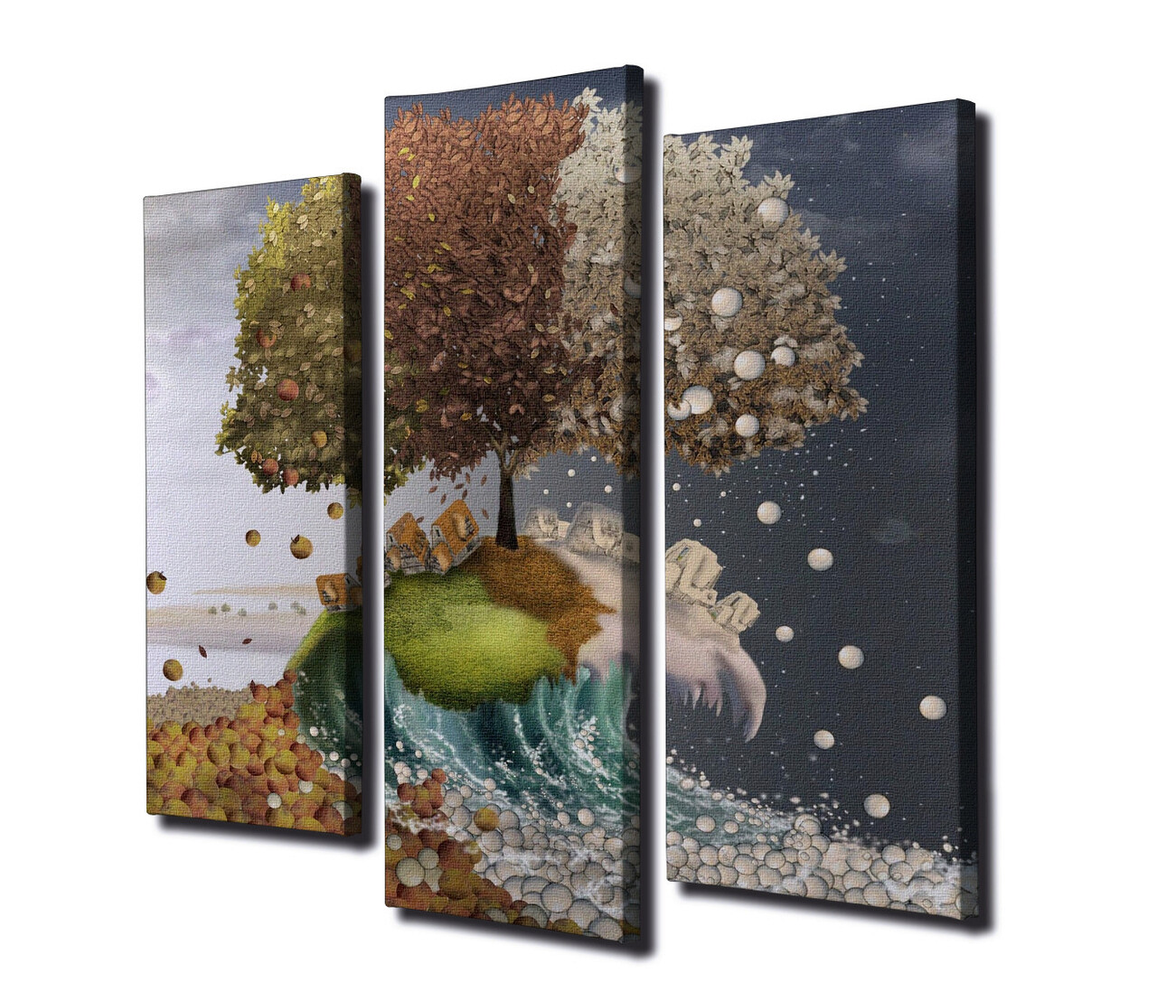 Set 3 tablouri decorative, UC036, Canvas, 45 x 20 cm, Multicolor - 2 | YEO