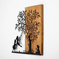 Decoratiune de perete, The Tree And The Shaking Children, 50% lemn/50% metal, Dimensiune: 59 x 58 cm, Nuc / Negru