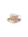 Set 2 cesti cu farfurie pentru cafea, Paradise Pink, Brandani, 90 ml, portelan