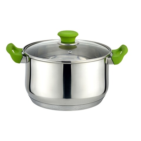 Oala cu capac Muhler, MR-4070, inox/sticla, 20 cm, 3 L, verde