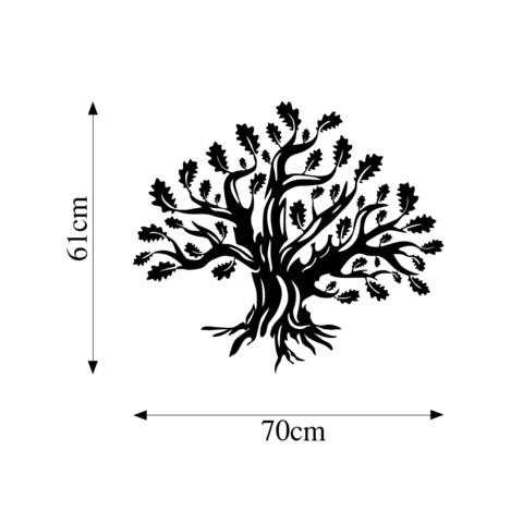 Decoratiune de perete, Monumental Tree 8, Metal, Dimensiune: 70 x 61 cm, Negru