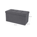 Bancheta cu spatiu pentru depozitare Ottoman Classic, Vasagle, 76 x 38 x 38 cm, pliabila, imitatie in/MDF, gri inchis