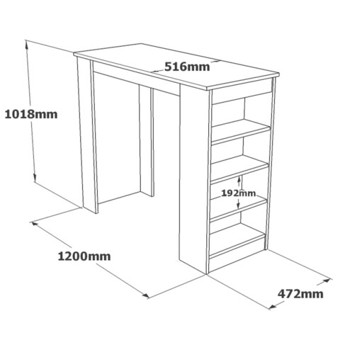 Masa de bar, Locelso, ST1, 120x101.8x51.6 cm, Pin Atlantic / Alb