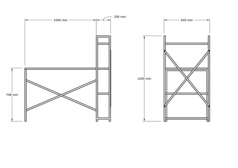 Birou, Asse Home, Zernez, 120x75x60 cm, Antracit