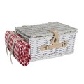 Cos de picnic pentru 4 persoane, DKD Home Decor, 40 x 28 x 20 cm, rachita, rosu/alb