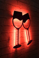 Decoratiune luminoasa LED, Wine Glasses, MDF, 60 LED-uri, Rosu