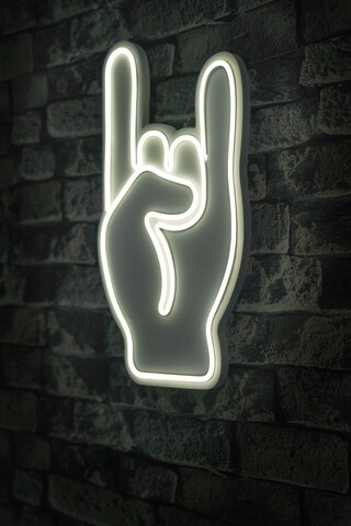 Decoratiune luminoasa LED, Rock N Roll Sign,  Benzi flexibile de neon, DC 12 V, Alb