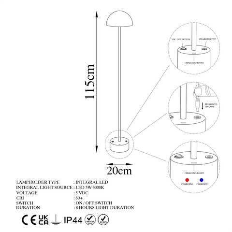 Lampadar, Fresno, 119FRS1314, Metal, Auriu