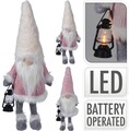 Decoratiune luminoasa Gnome w pink body, 26x18x51 cm, plus, alb/roz