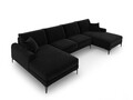 Coltar panoramic, Madara, Mazzini Sofas, 6 locuri, 334x182x90 cm, catifea, negru