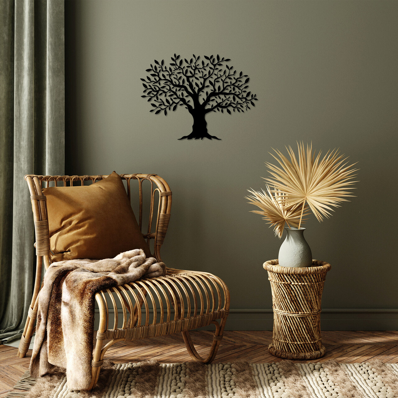 Decoratiune de perete, Monumental Tree Medium, Metal, Dimensiune: 50 x 36 cm, Negru - 1 | YEO