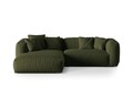 Coltar modular stanga 2 locuri, Martina-169, Micadoni Home, 283x176x75 cm, tesatura structurata catifelata, verde