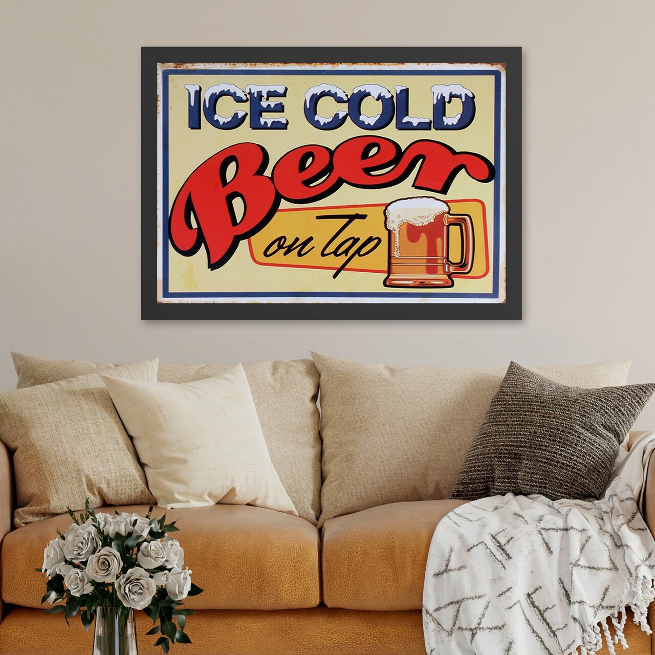 Tablou decorativ, Ice Cold Beer On Tap (40 x 55), MDF , Polistiren, Multicolor