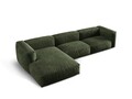 Coltar modular stanga 3 locuri, Martina-120, Micadoni Home, 332x176x75 cm, catifea, verde