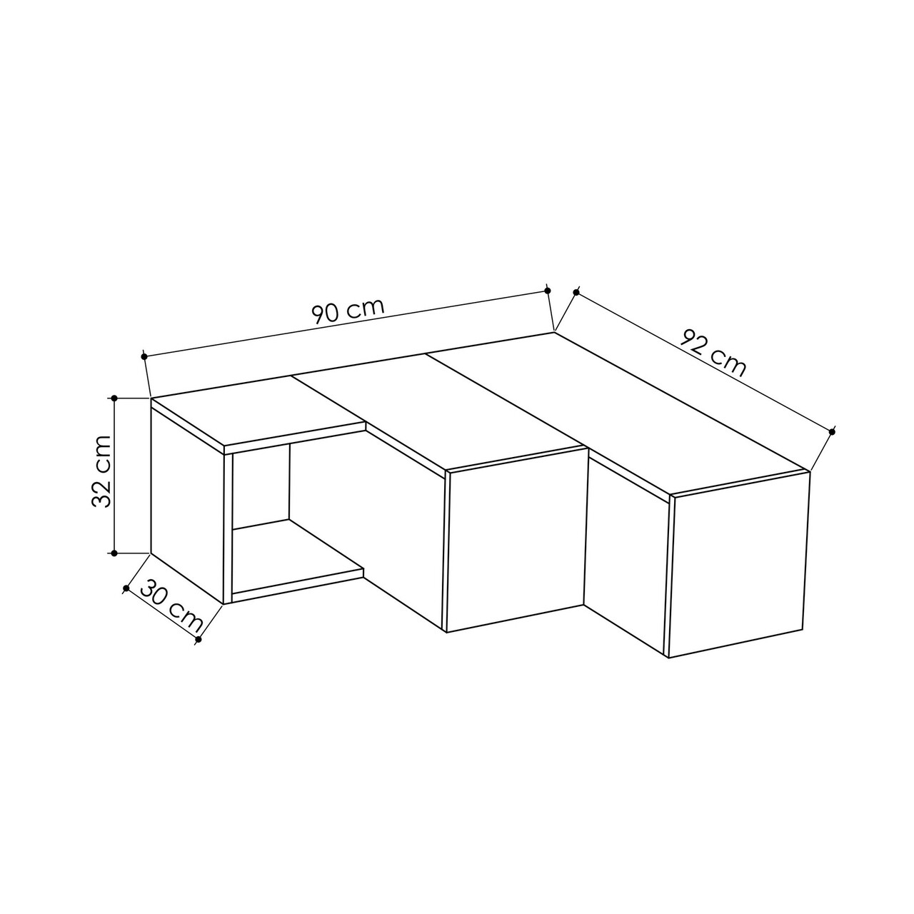 Comoda TV Compact, Decortie, 90x92x32 cm, antracit/cafeniu - 2 | YEO