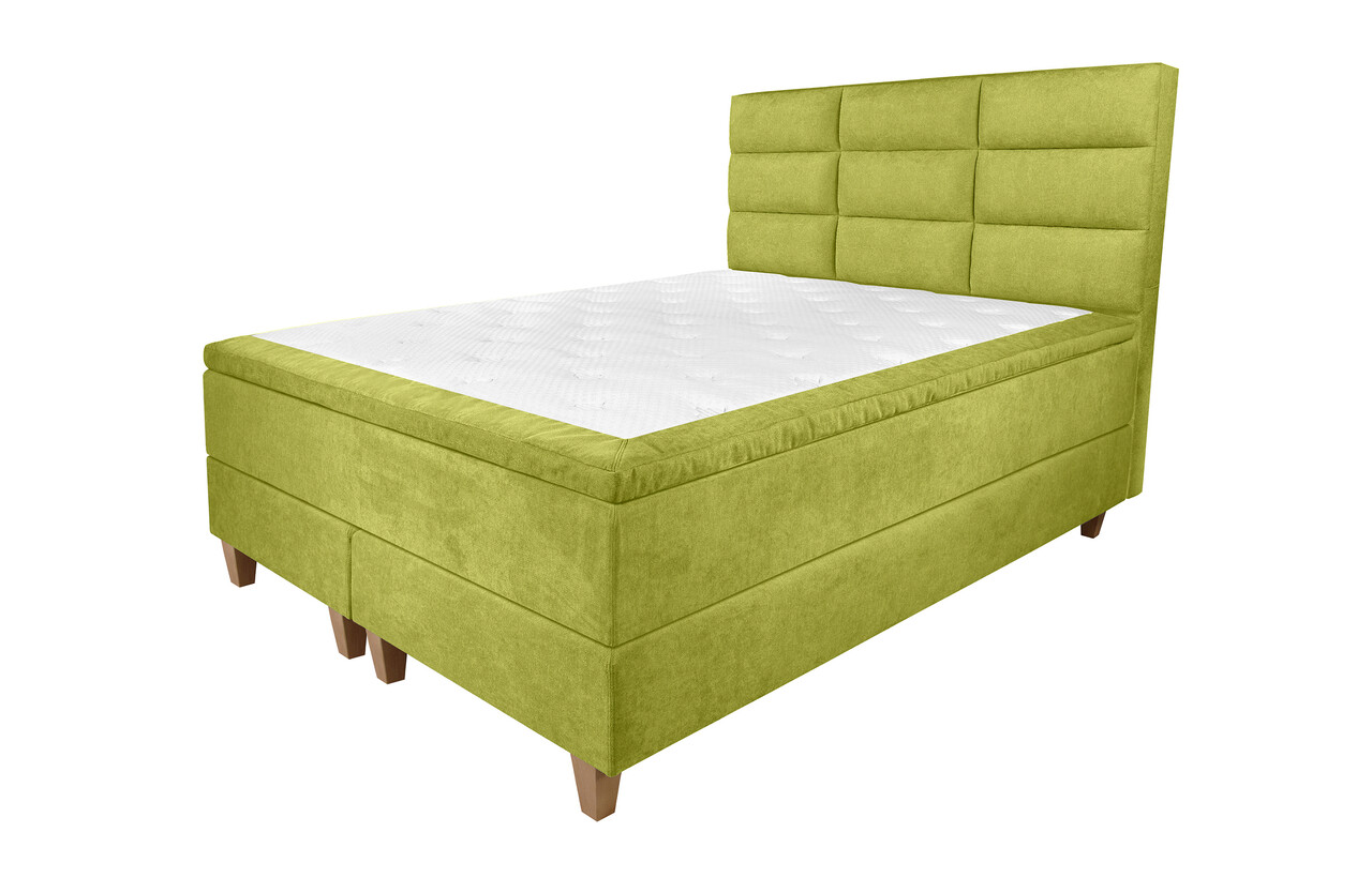 Pat matrimonial, Stockholm, Harmony E, 140x200 cm, saltea tip Pocket, topper memory, Verde - 1 | YEO