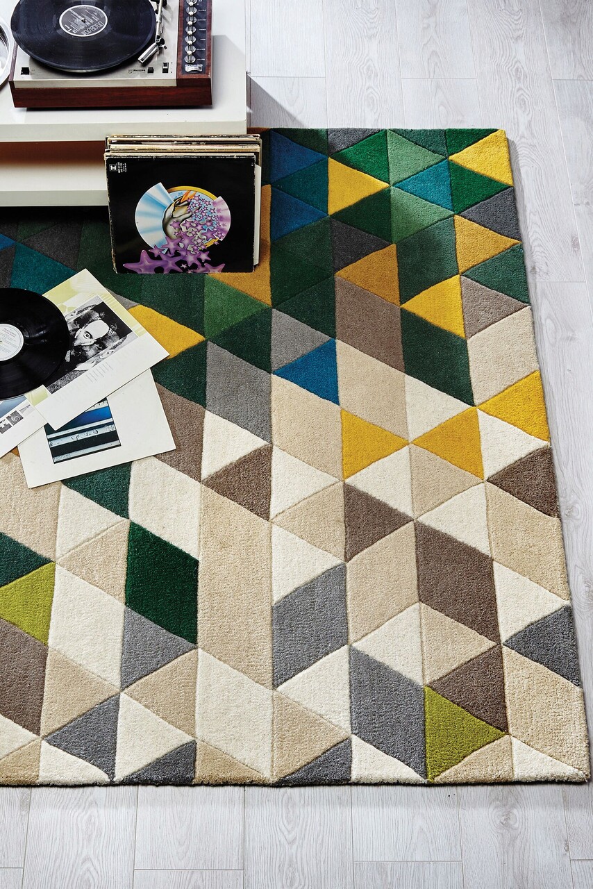 Covor Prism Green/Multi, Flair Rugs, 80x150 Cm, Lana, Verde/multicolor