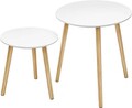 Set 2 masute Vasagle Scandinavian, 45x45x50 cm, PAL/lemn masiv de pin, alb/natural