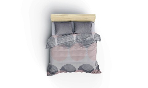 Lenjerie de pat dubla Super King (EU) (IT), Leron - Grey, Cotton Box, Bumbac Ranforce