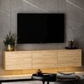 Comoda TV, Inarch, Neon Illuminated, 160 x 35 x 32 cm, pal melaminat, maro