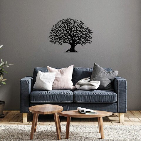 Decoratiune de perete, Monumental Tree 15, Metal, Dimensiune: 74 x 57 cm, Negru