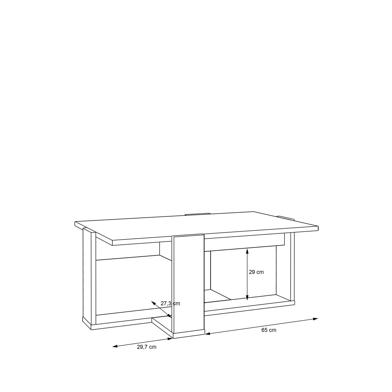 Masuta de cafea Capelle, Bedora, 110x70x45.5 cm, PAL, alb/stejar