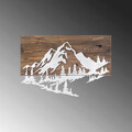 Decoratiune de perete, Mountain v2, 50% lemn/50% metal, Dimensiune: 58 x 38 cm, Nuc / Argint